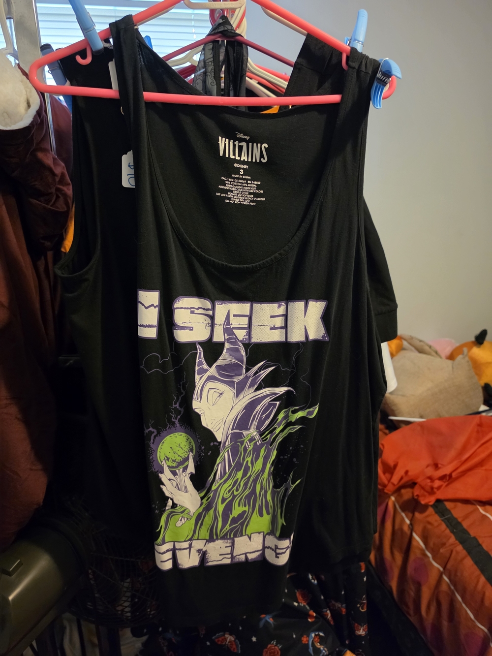 Disney Villains Black Tank Top with Purple and Green Graphic